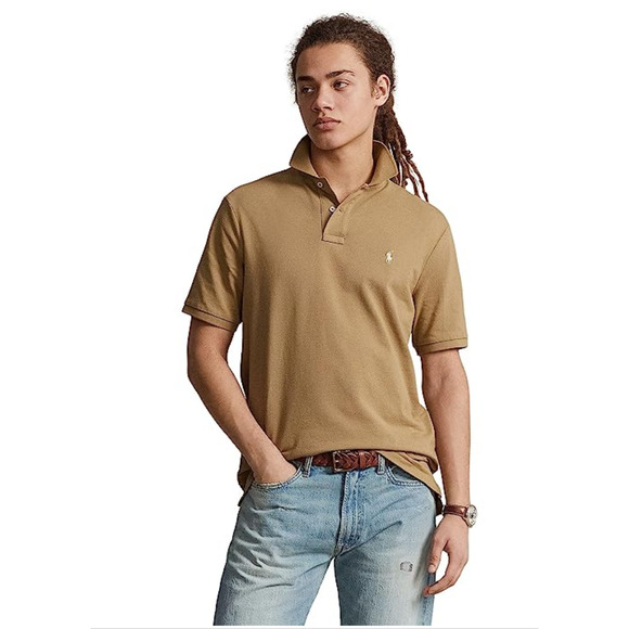 Polo Ralph Lauren Men Cotton Custom Slim Fit Mesh Polo Shirt Tan/Cream Size XXL - Picture 3 of 7